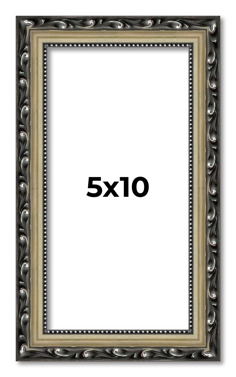 5x10 Museum-Quality Picture Frame with UV-Resistant Acrylic & Acid-Free Backing, Available in 4 Finishes - Gold, Silver, Bronze, and Black